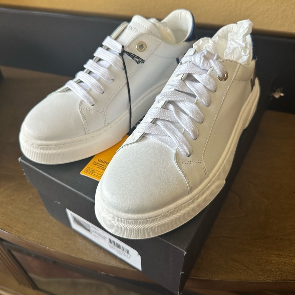 Valentino White Sneakers with Blue Details size 38 - Picture 4 of 9